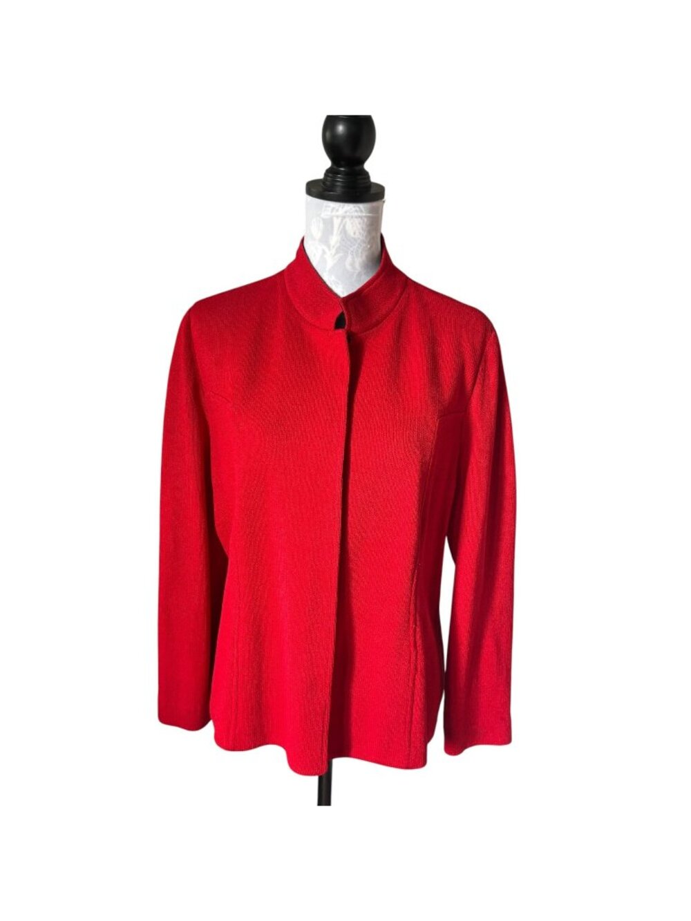 ST JOHN Collection Santana Knit Blazer Button Down Womens Red Size 14